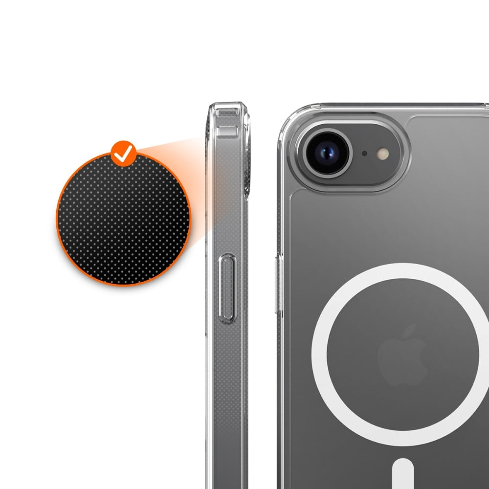 Araree iPhone 16e Duple M Σκληρή Θήκη με Πλαίσιο Σιλικόνης και MagSafe - Διάφανη