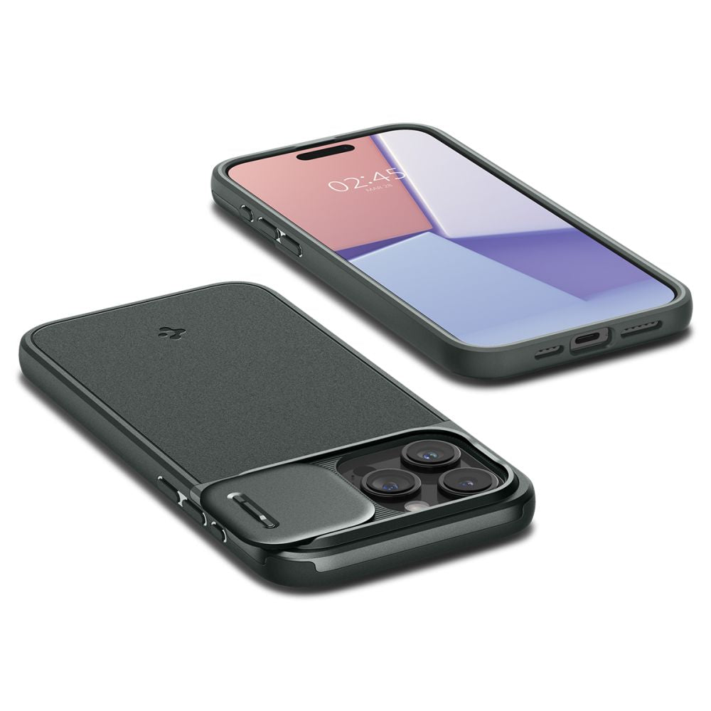 Spigen iPhone 15 Pro Optik Armor Mag Θήκη Σιλικόνης με Κάλυμμα για την Κάμερα και MagSafe - Abyss Green