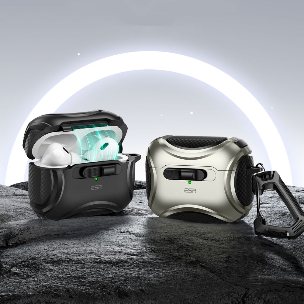 ESR AirPods Pro 1 / 2 Θήκη από Σκληρό Πλαστικό με MagSafe - Cyber Armor Flicklock - Black