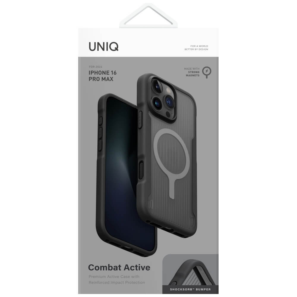 Uniq iPhone 16 Pro Max Combat Active MagClick Charging - Σκληρή Θήκη με Πλαίσιο Σιλικόνης και MagSafe - Black