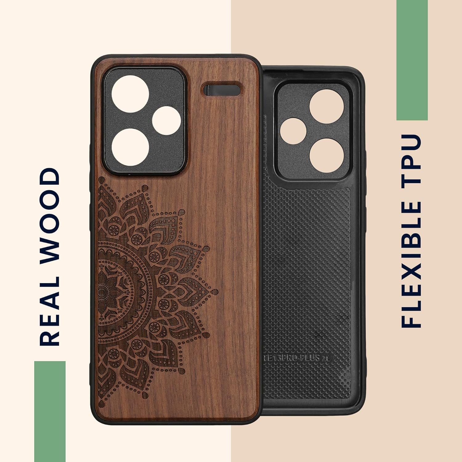KW Xiaomi Redmi Note 13 Pro+ 5G Θήκη από Φυσικό Ξύλο - Design Rising Sun - Dark Brown