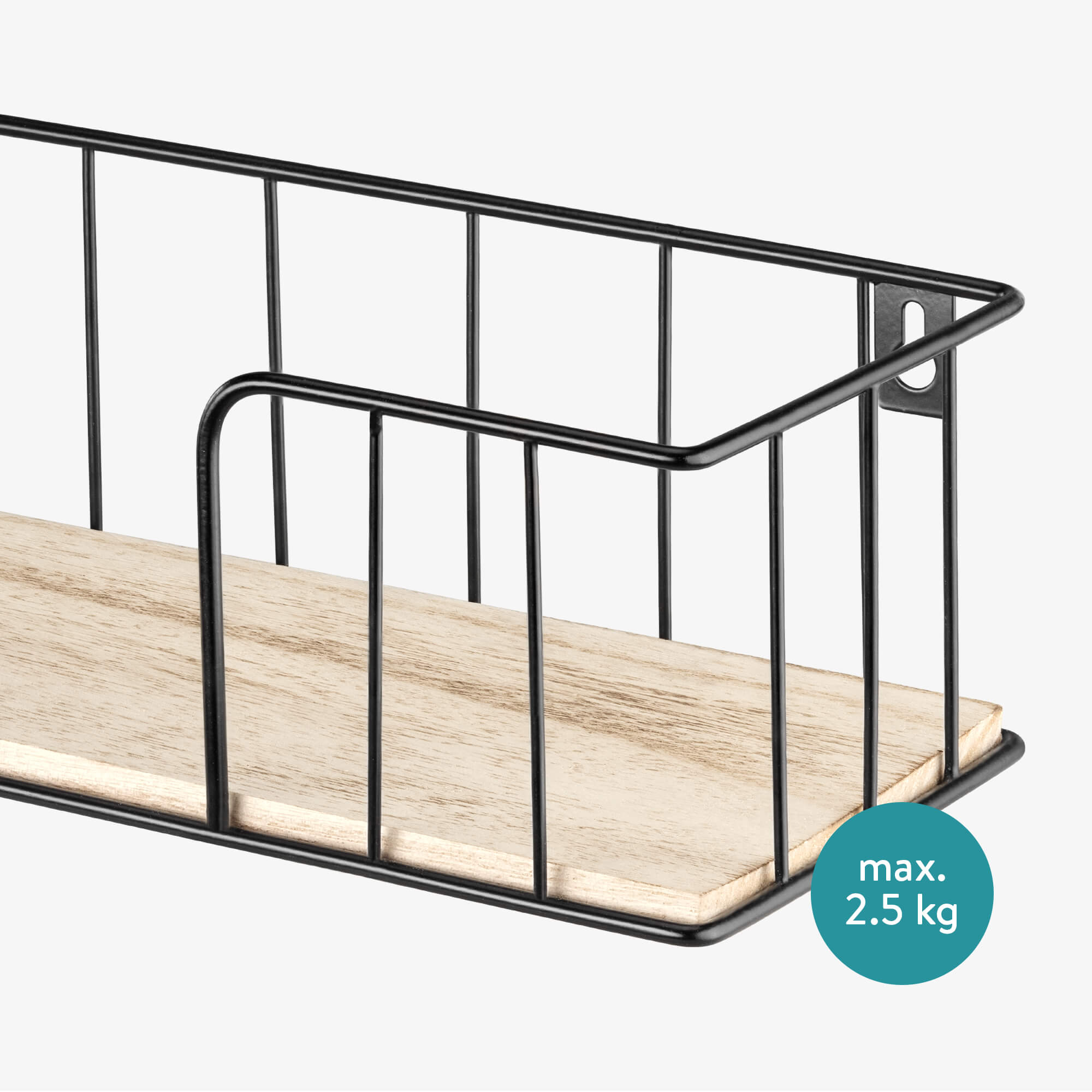 Navaris Σετ με 2 Μεταλλικά Ράφια Τοίχου - 44.5 x 13.5 x 9 cm / 39 x 9 x 7 cm - Black - 54568.2.02