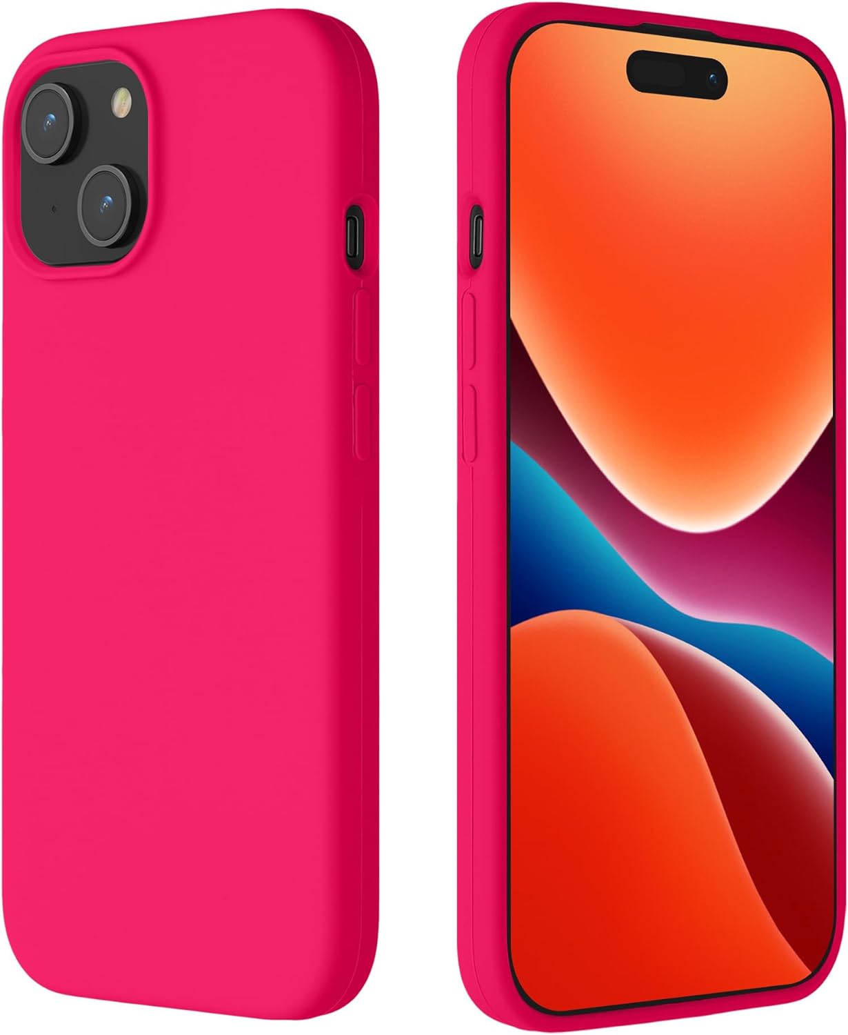 Kalibri iPhone 15 Θήκη Σιλικόνης Rubberized TPU - Neon Pink