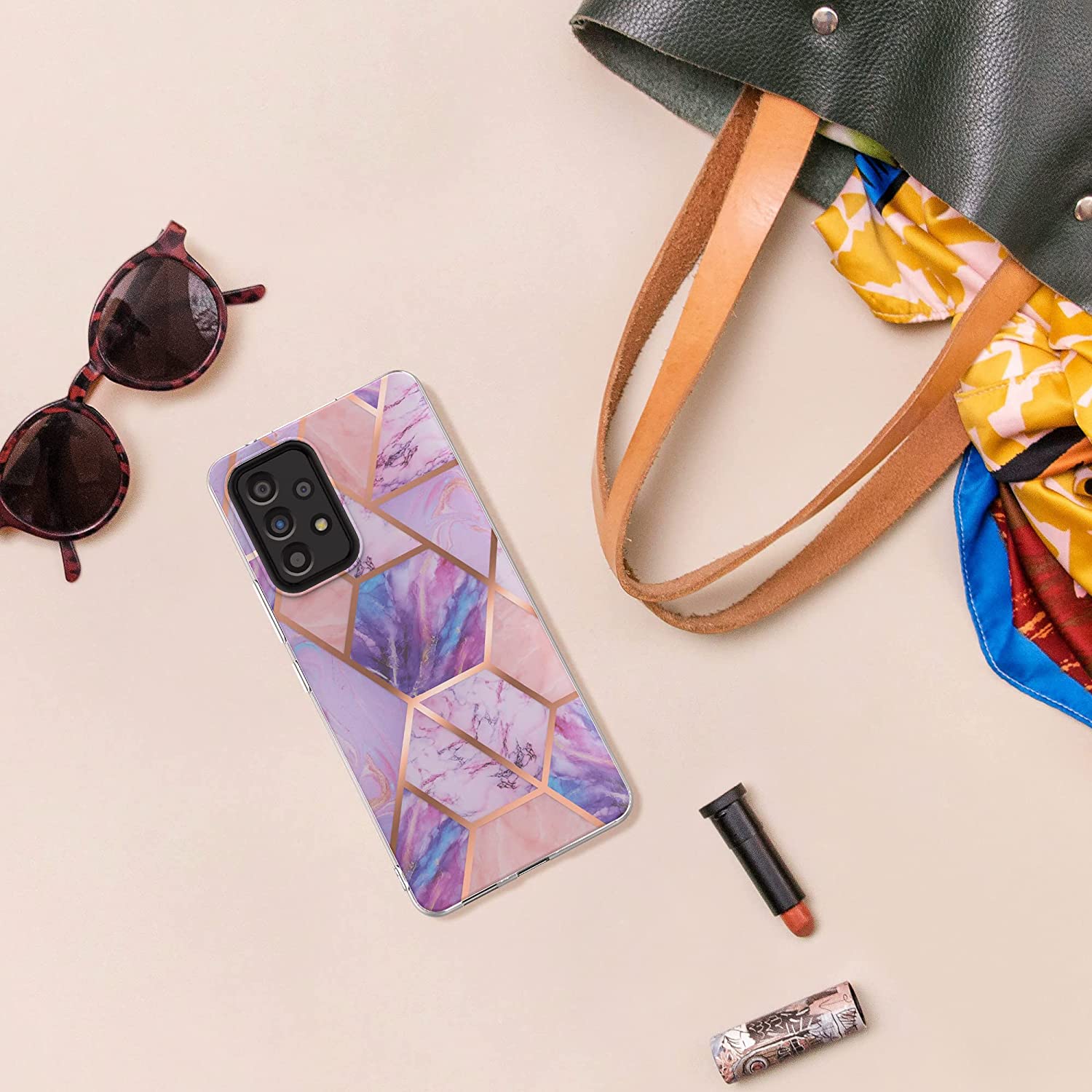 KW Samsung Galaxy A53 5G Θήκη Σιλικόνης TPU Design Glory Marble Mix - Pink / Rose Gold - 58846.02