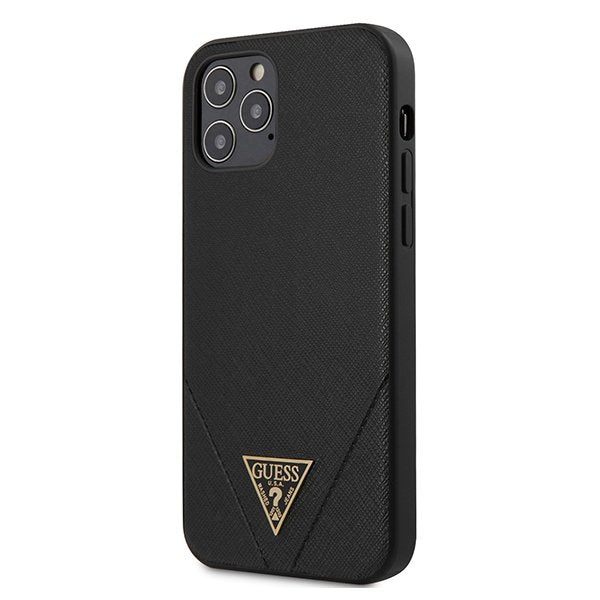 Guess iPhone 12 Pro Max Saffiano Σκληρή Θήκη με Πλαίσιο Σιλικόνης - Black - GUHCP12LVSATMLBK