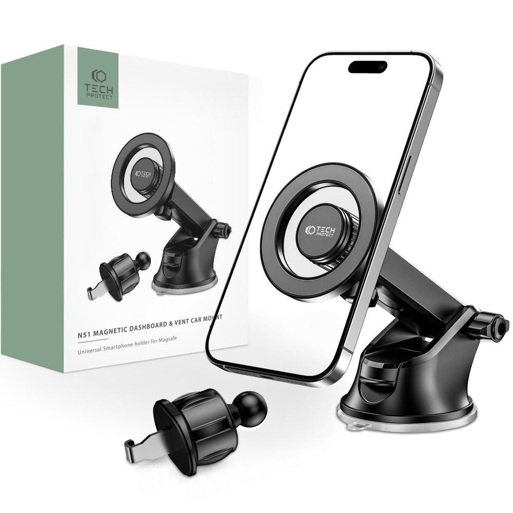 Tech-Protect N51 Μαγνητική MagSafe Βάση για το Ταμπλό και τον Αεραγωγό του Αυτοκινήτου - Black