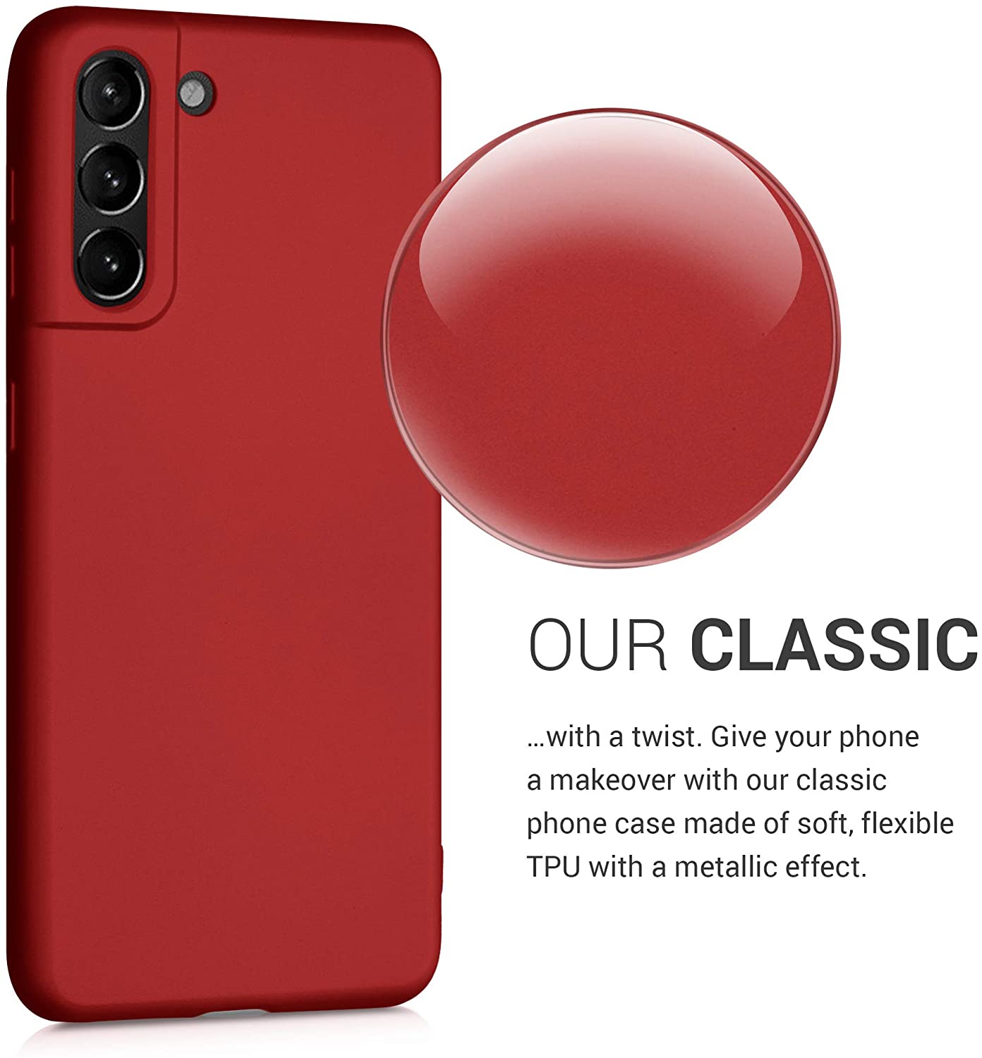 KW Samsung Galaxy S21 Θήκη Σιλικόνης - Metallic Dark Red - 54057.36