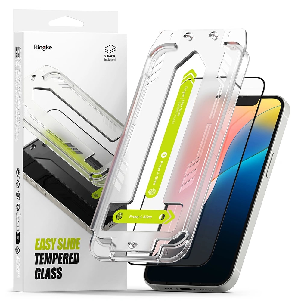 Ringke iPhone 13 / iPhone 13 Pro / iPhone 14 / iPhone 16e Easy Slide 2.5D 9H Case Friendly Αντιχαρακτικό Γυαλί Οθόνης - 2 Τεμάχια - Clear