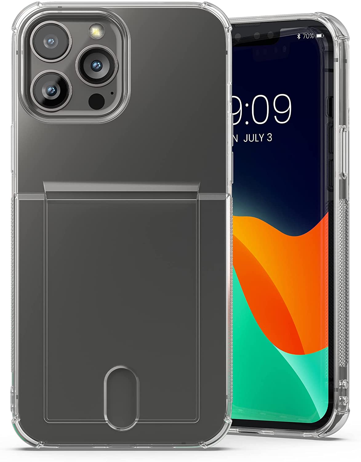 KW iPhone 13 Pro Max Θήκη Σιλικόνης TPU με Υποδοχή για Κάρτα / Φωτογραφία - Διάφανη - 57525.03