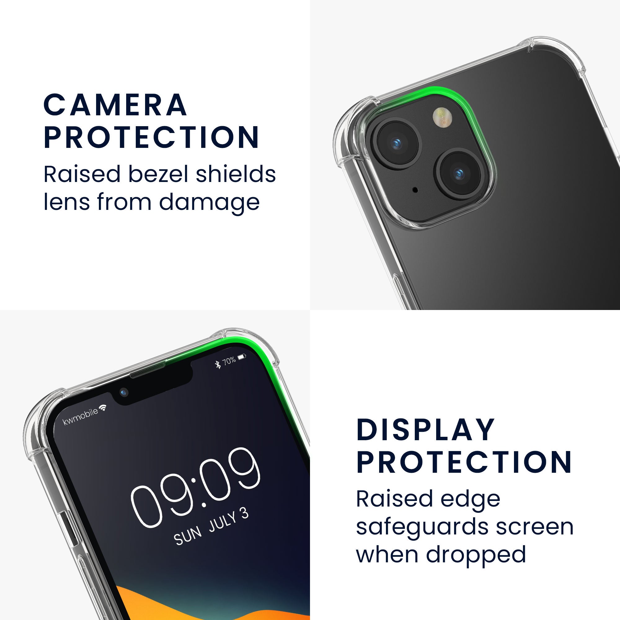 KW iPhone 15 Θήκη Σιλικόνης TPU με Λουράκι - Διάφανη / Black