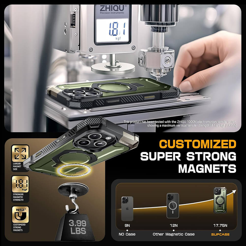 Supcase iPhone 16 Pro Unicorn Beetle Defender Σκληρή Θήκη με MagSafe και Stand - Dark Green