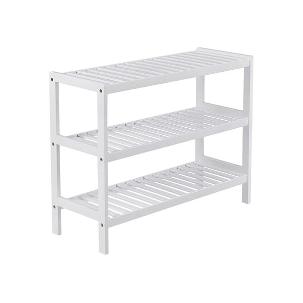 Songmics Παπουτσοθήκη με 3 Ράφια από Μπαμπού - 70 x 55 x 26 cm - White - LBS13W