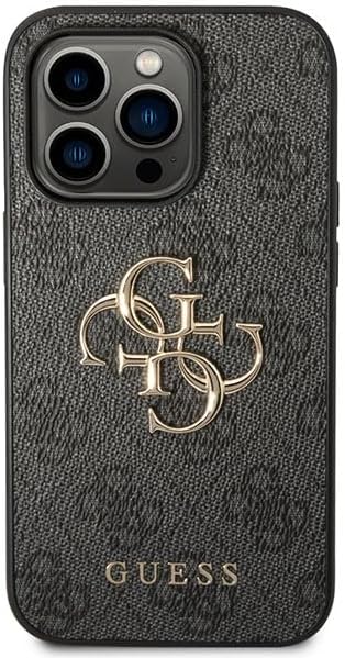 Guess iPhone 15 Pro - 4G Big Metal Logo Θήκη με Επένδυση Συνθετικού Δέρματος - Grey - GUHCP15L4GMGGR