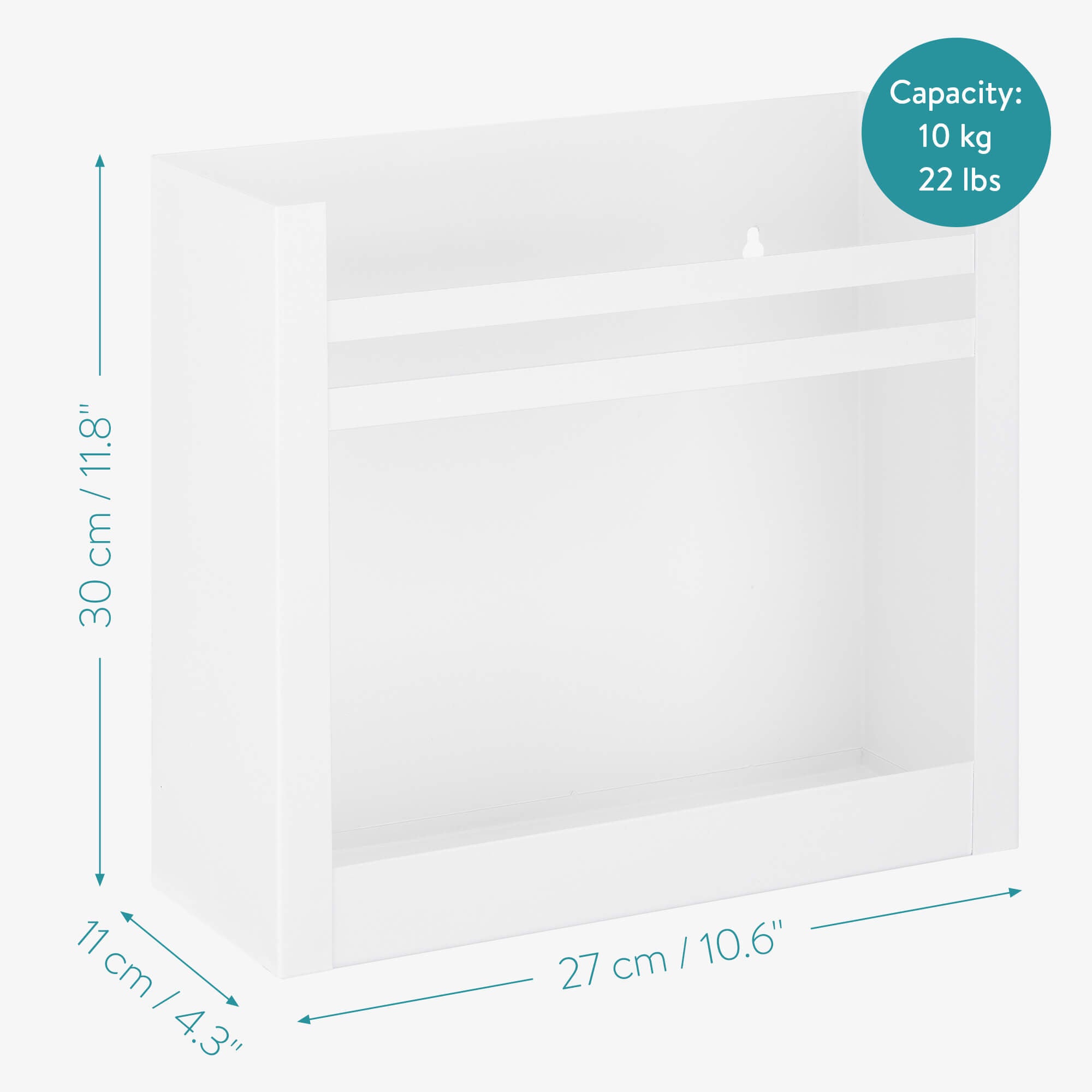 Navaris Σιδερένια Βάση Στήριξης Εφημερίδων και Περιοδικών για Τοίχο - 30 x 27 x 11 cm - White - 53720.1.02