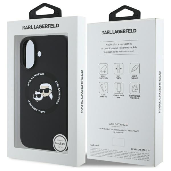 Karl Lagerfeld iPhone 16 - Silicone Karl and Choupette Heads - Θήκη Σιλικόνης με MagSafe - Black - KLHMP16SSKCHTCK
