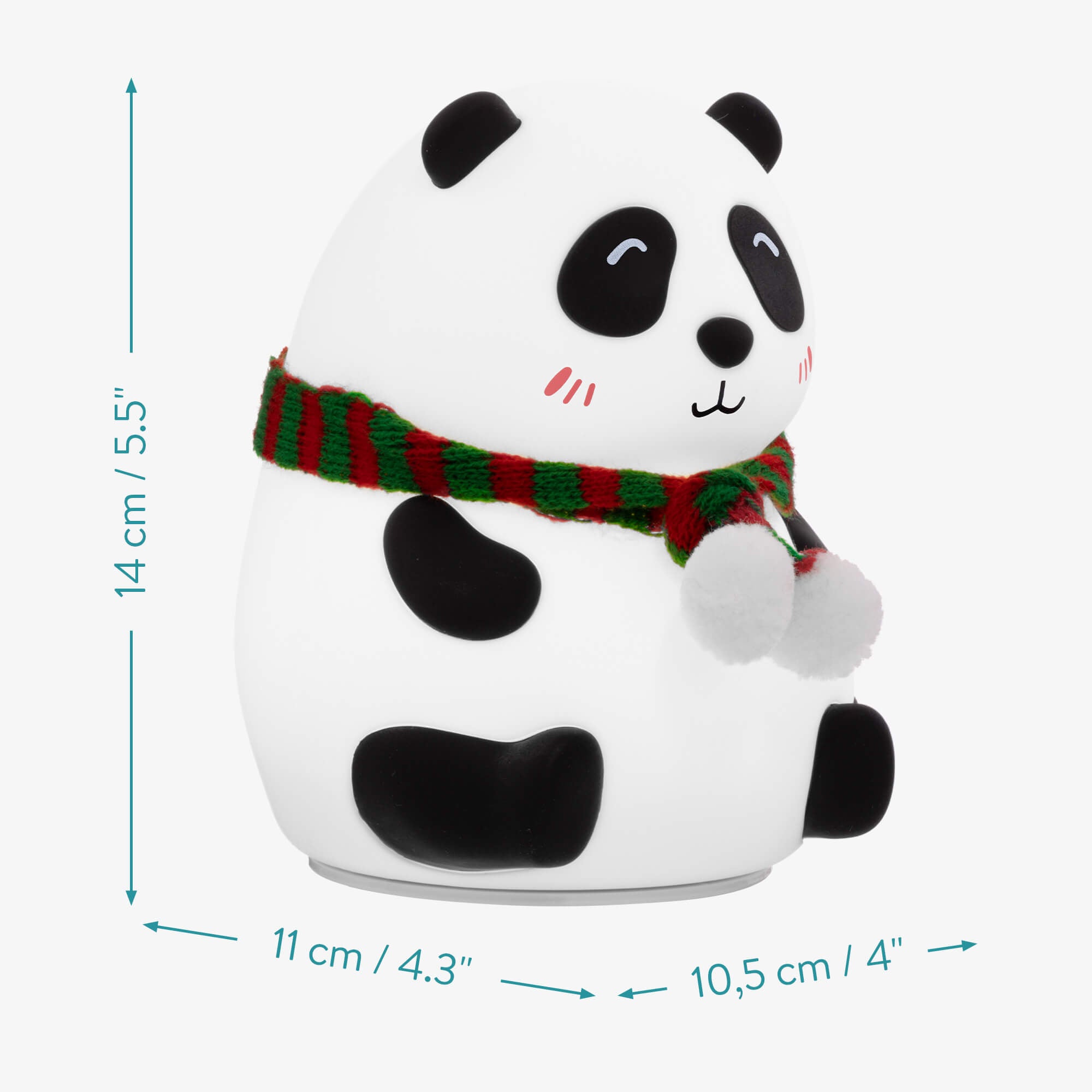 Navaris LED Night Light RGB - Παιδικό Νυχτερινό Φως με Αλλαγή Χρωμάτων - Panda with Scarf - White / Black / Red / Green - 55003.02.03