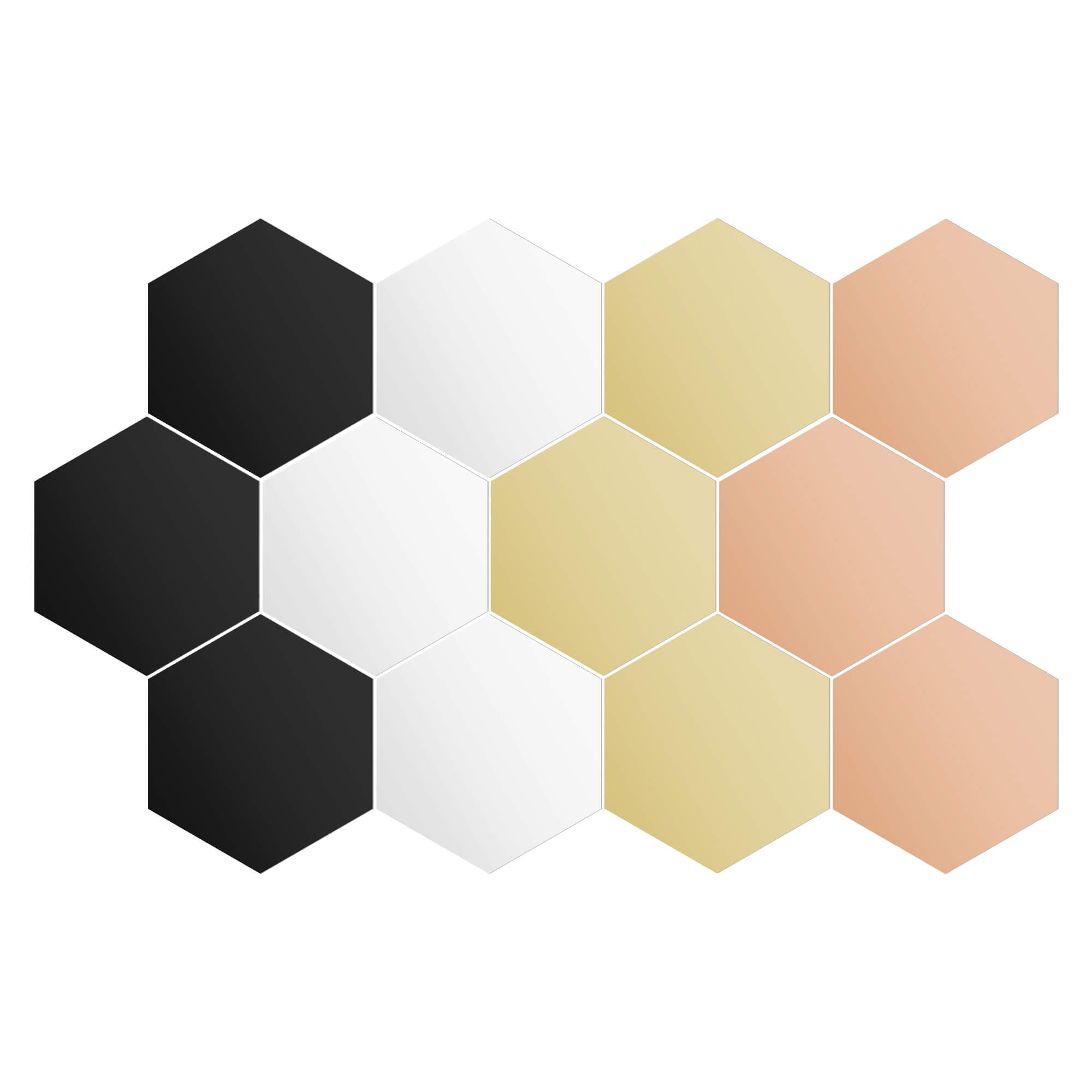 Navaris Σετ με 12 Ακρυλικά Εξάγωνα Αυτοκόλλητα Πάνελ Καθρέπτες Τοίχου - Silver / Gold / Bronze / Black - 56744.01