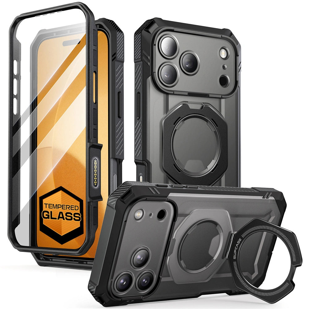 Supcase iPhone 17 Pro - UB Grip Pro Mag - Σκληρή Θήκη με Προστασία Οθόνης και MagSafe / Stand - Black