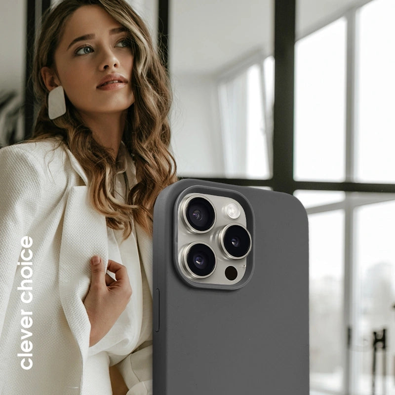 Crong iPhone 15 Pro Color Cover Magnetic - Θήκη Σιλικόνης με MagSafe - Titanium