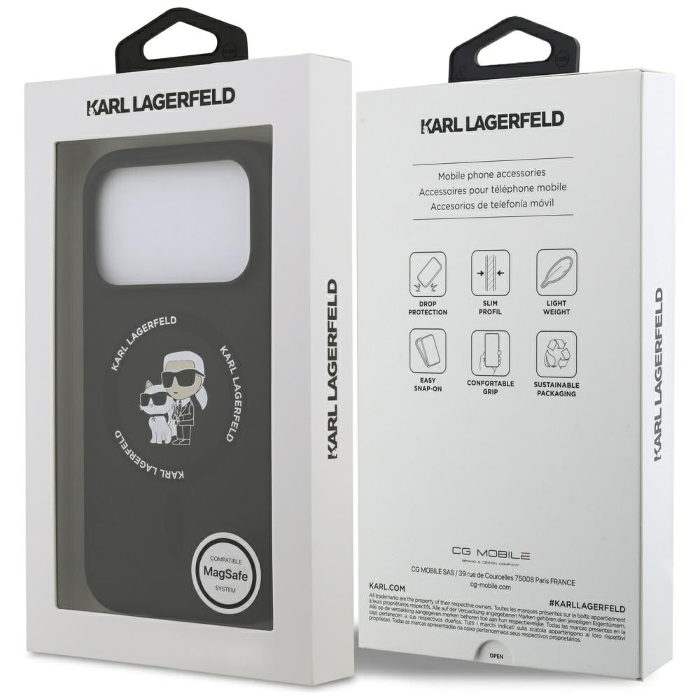 Karl Lagerfeld iPhone 17 Pro Max - Silicone Karl and Choupette Ring MagSafe Θήκη Σιλικόνης - Black - KLHMP17XSCMKCRHK