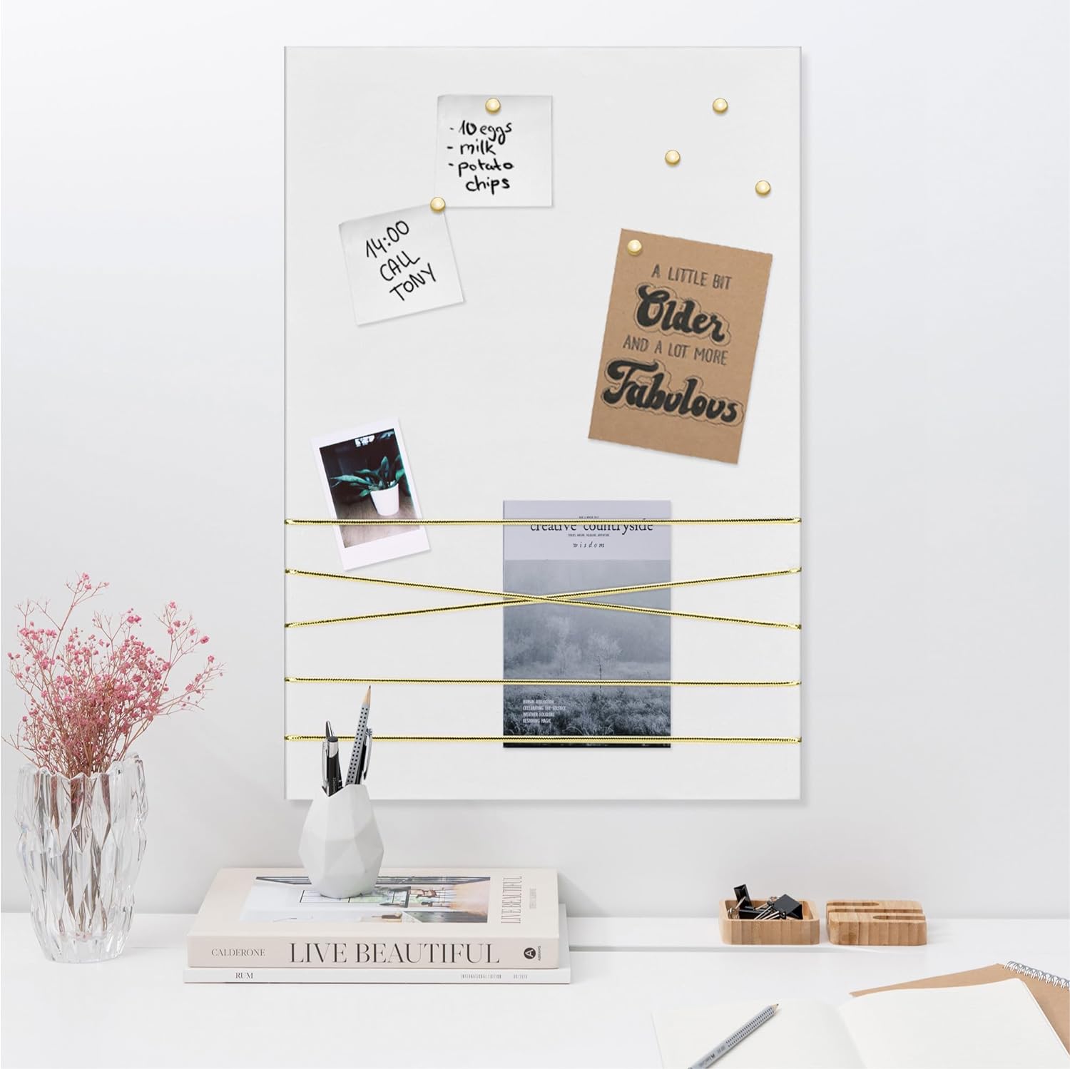 Navaris Πίνακας Ανακοινώσεων από Βελούδο - 44 x 30 cm - White - 52630.1.02