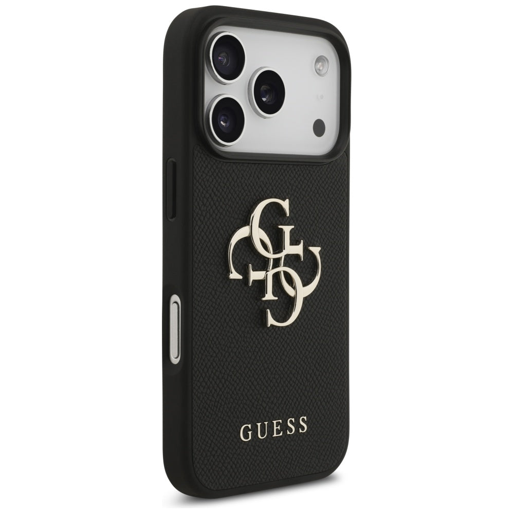Guess iPhone 17 Pro - Grained Big 4G and Classic Logo - Σκληρή Θήκη με Επένδυση από Οικολογικό Δέρμα - Black - GUHCP17LPGT4MBK