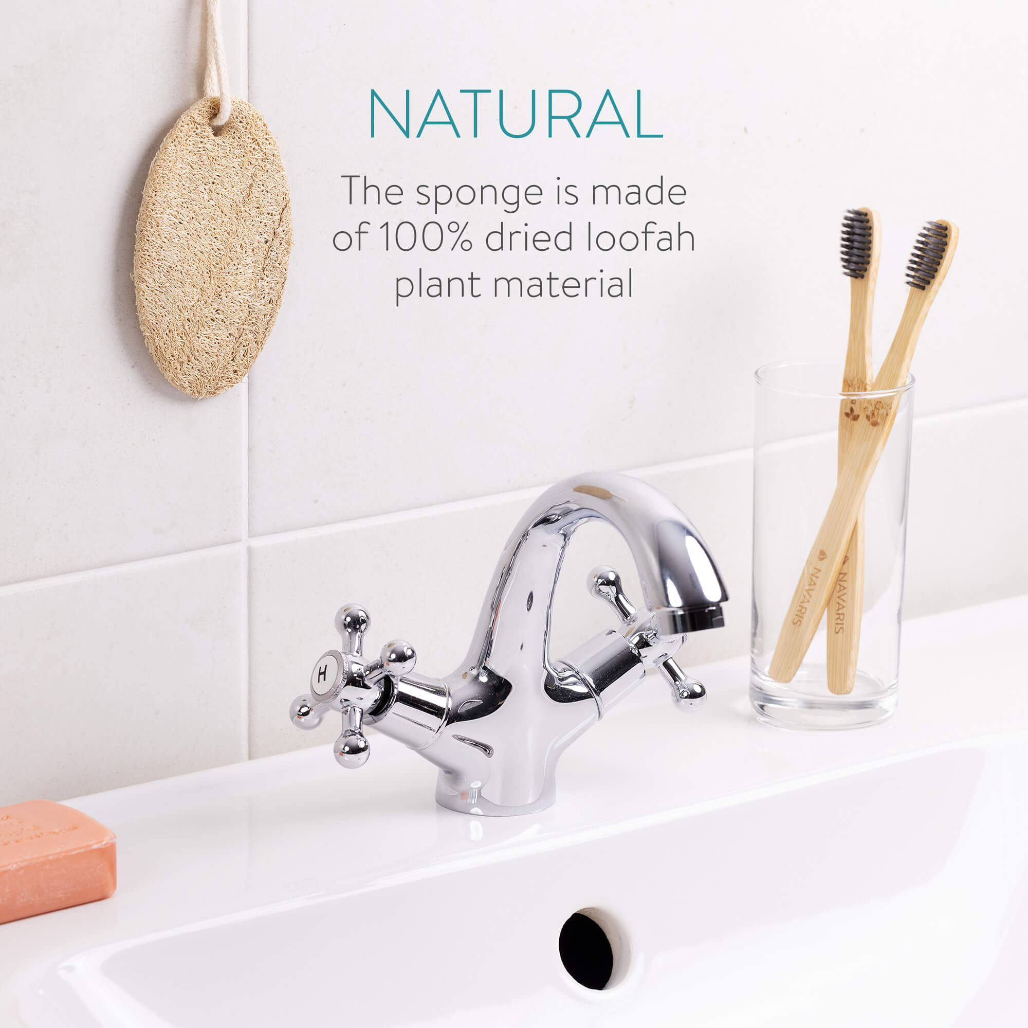 Navaris Σετ με 6 Σφουγγάρια Λούφας - Beige - 54522.01