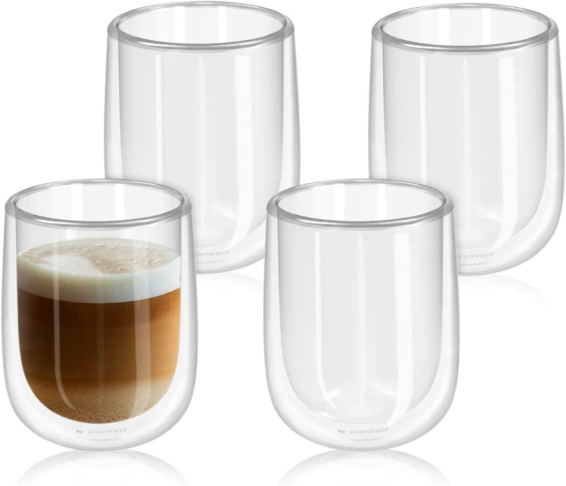 Navaris Double Walled Glass Mugs Set 4 Κούπες Διπλής Όψεως Από Γυαλί - 450ml - Διάφανο - 47547.01.3