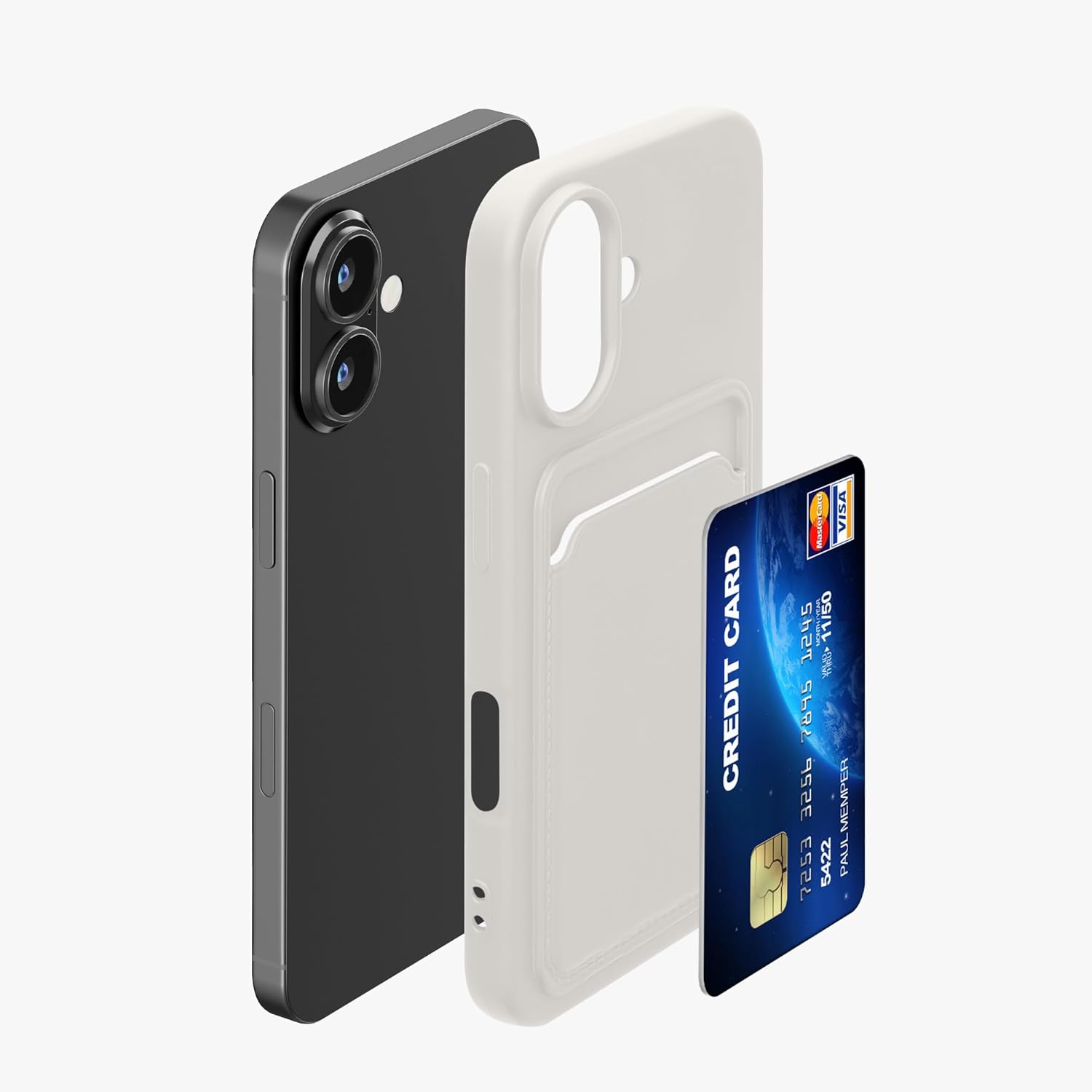 KW iPhone 16 Θήκη Σιλικόνης TPU με Υποδοχή για Κάρτα - White