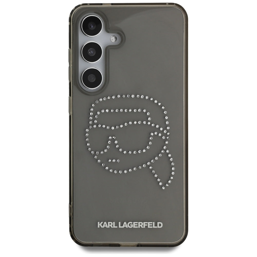 Karl Lagerfeld Samsung Galaxy S25 - Rhinestones Karl Head Logo - Σκληρή Θήκη με Πλαίσιο Σιλικόνης - Black - KLHCS25SHKHDCELK
