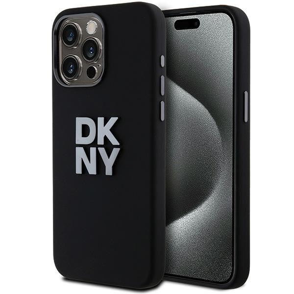 DKNY iPhone 15 Pro - Liquid Silicone Metal Logo - Σκληρή Θήκη με Πλαίσιο Σιλικόνης - Black