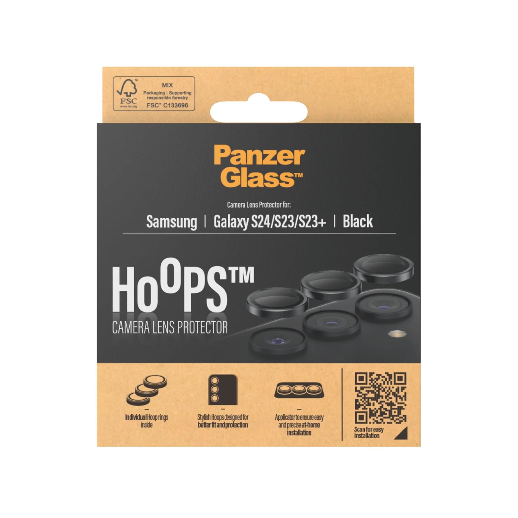 PanzerGlass Samsung Galaxy S24 / S23 / S23+ Hoops Camera Lens Protector Αντιχαρακτικό Γυαλί για την Κάμερα - Black
