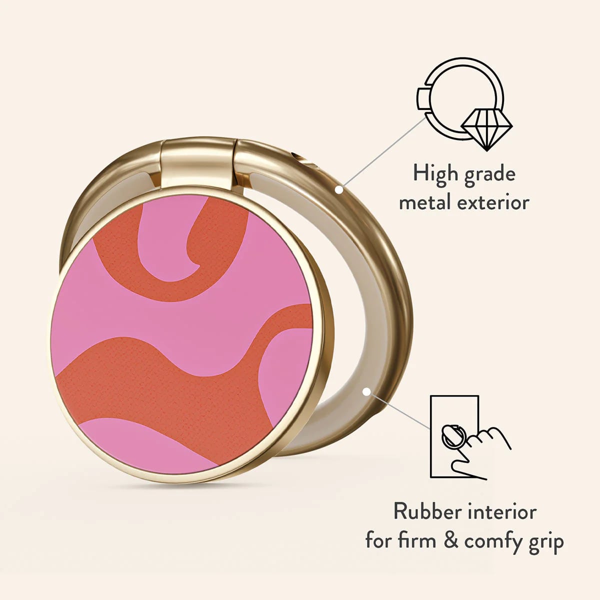 Burga Ring Holder - Δαχτυλίδι Συγκράτησης Κινητού - Βάση Στήριξης - Gold - Ride the Wave