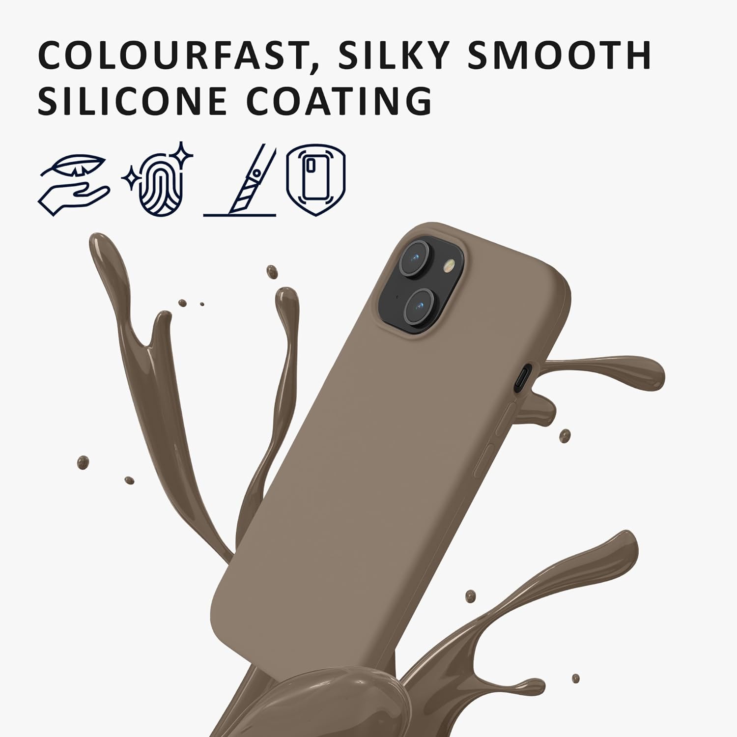 Kalibri iPhone 15 Θήκη Σιλικόνης Rubberized TPU - Taupe