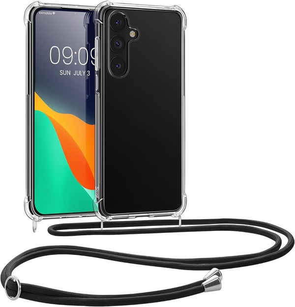 KW Samsung Galaxy S24+ Θήκη Σιλικόνης TPU με Λουράκι - Διάφανη / Black