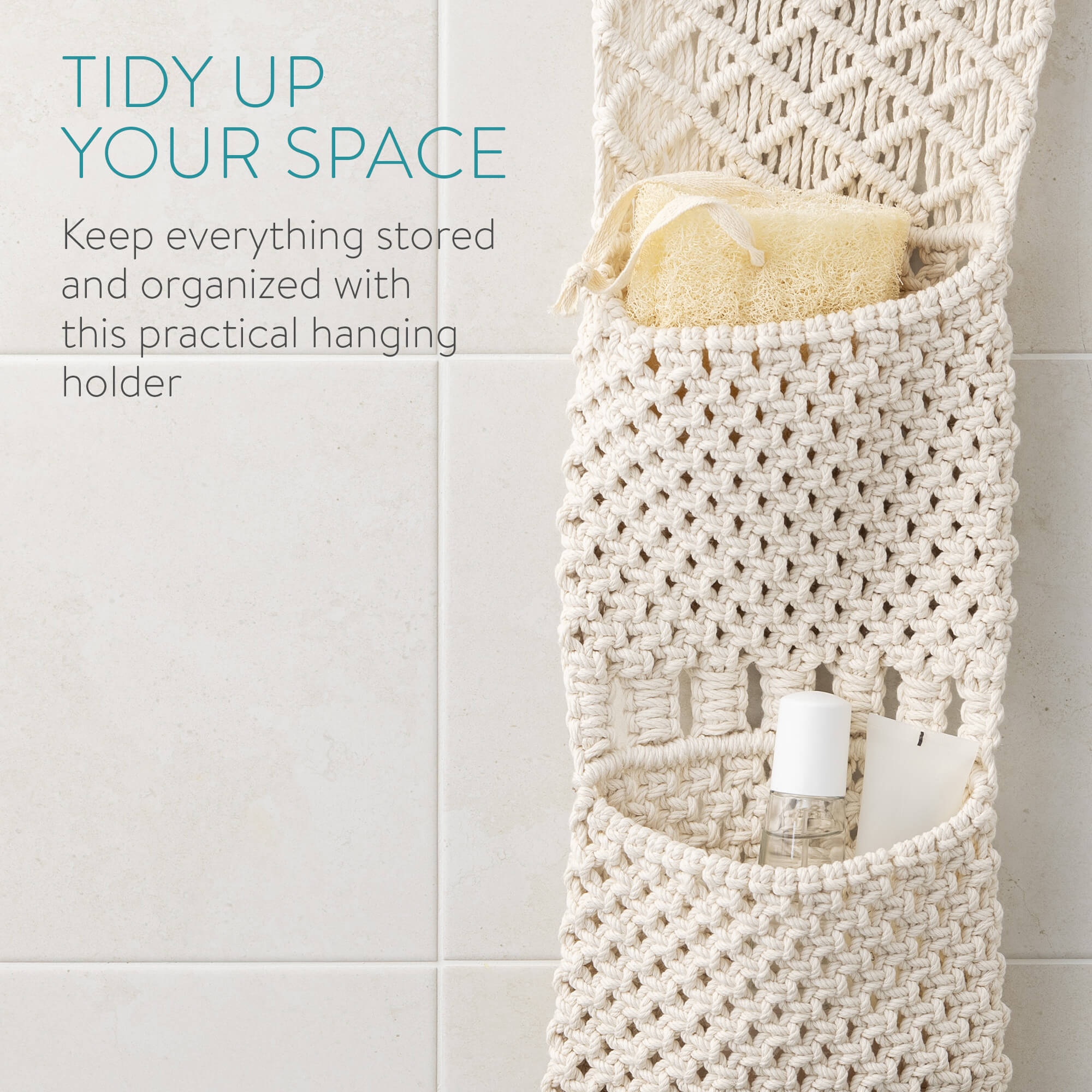 Navaris Κρεμαστό Διακοσμητικό Macrame με 3 Θήκες - 33 x 140 cm - White - 56506.01