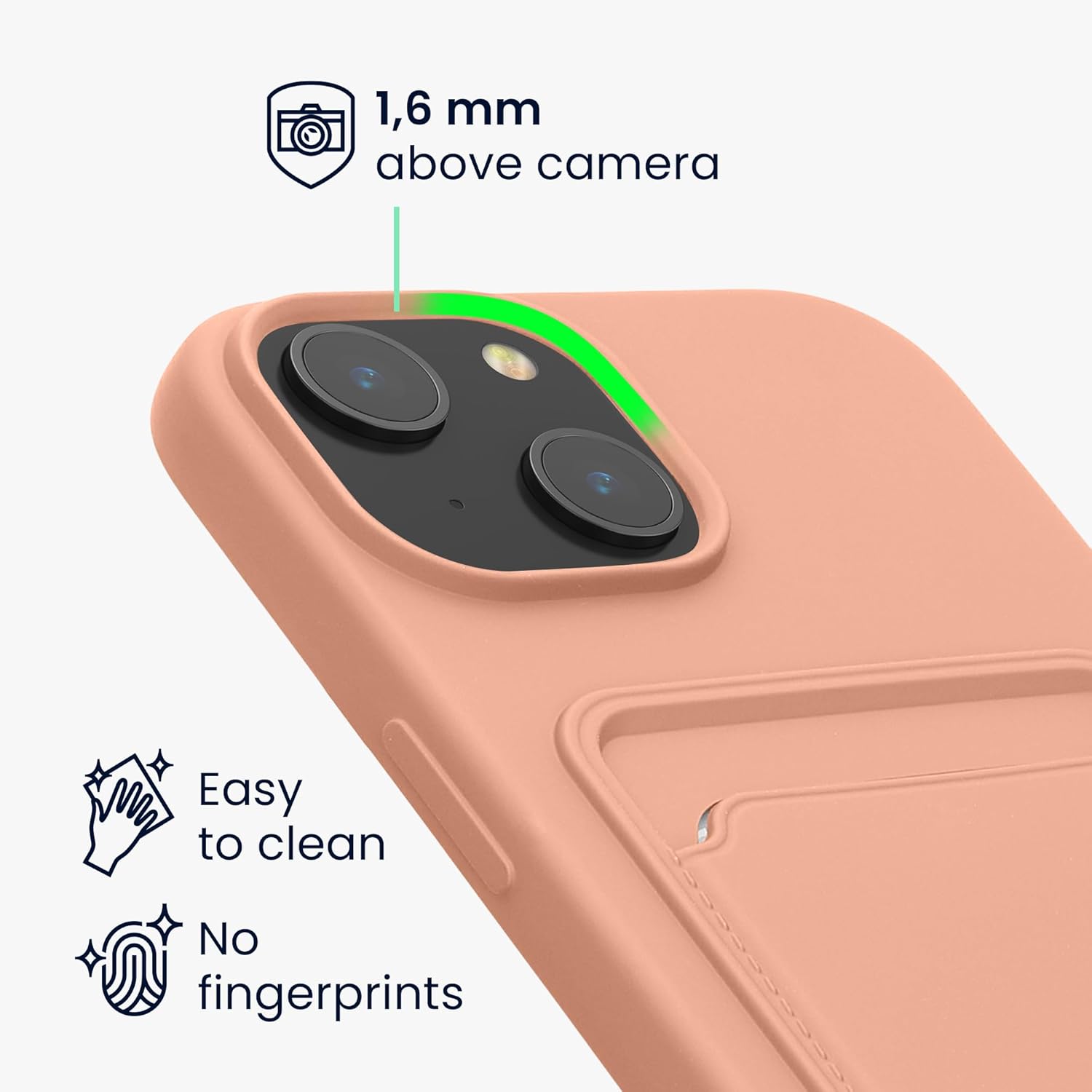 KW iPhone 15 Θήκη Σιλικόνης TPU με Υποδοχή για Κάρτα - Grapefruit Pink