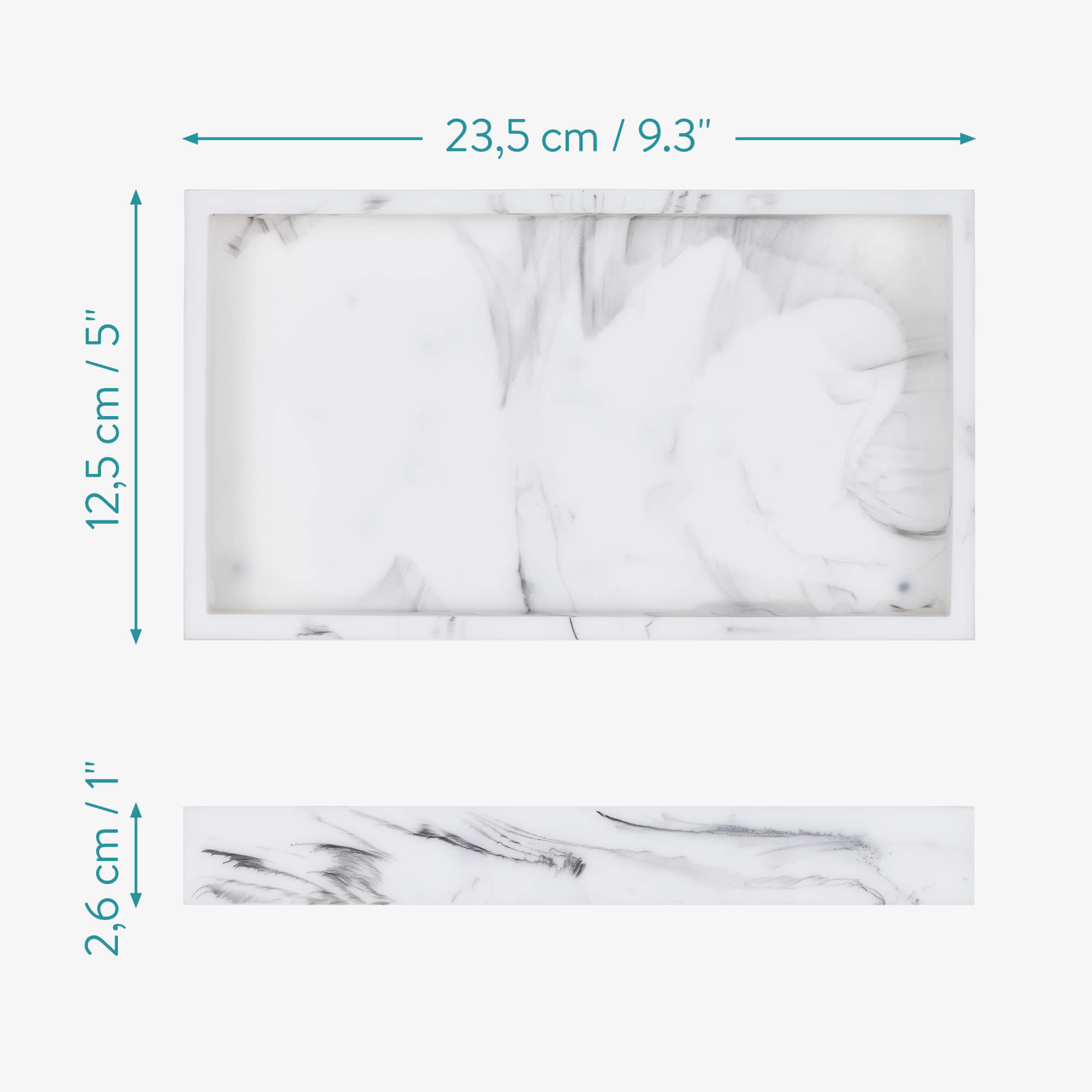 Navaris Διακοσμητικός Δίσκος από Πολυρεσίνη - Design Marble - White - 55578.02