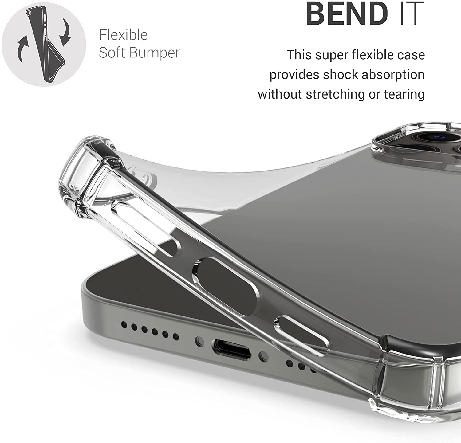 KW iPhone 13 Pro Max Θήκη Σιλικόνης TPU με Ενισχυμένες Γωνίες - Διάφανη - 55973.03