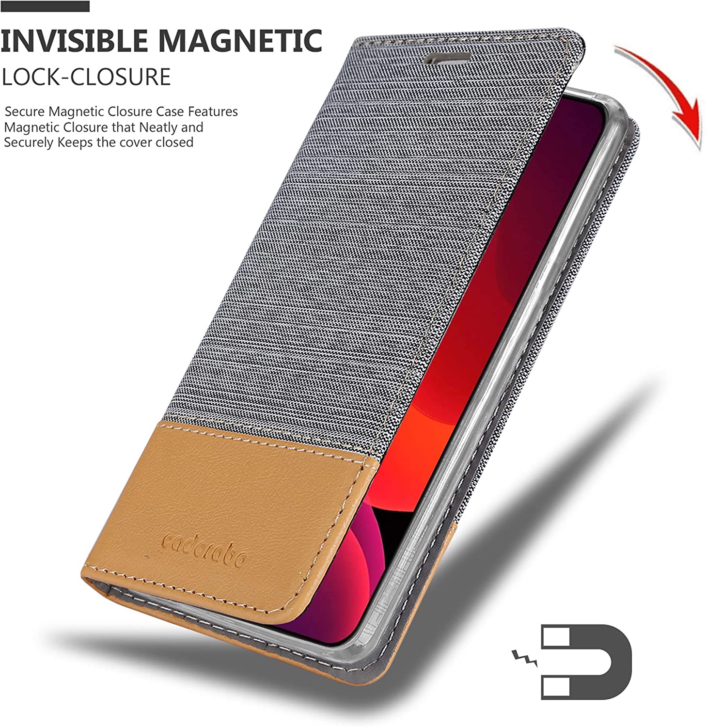 Cadorabo iPhone 12 Pro Max Θήκη Βιβλίο Stand - Light Grey - Brown