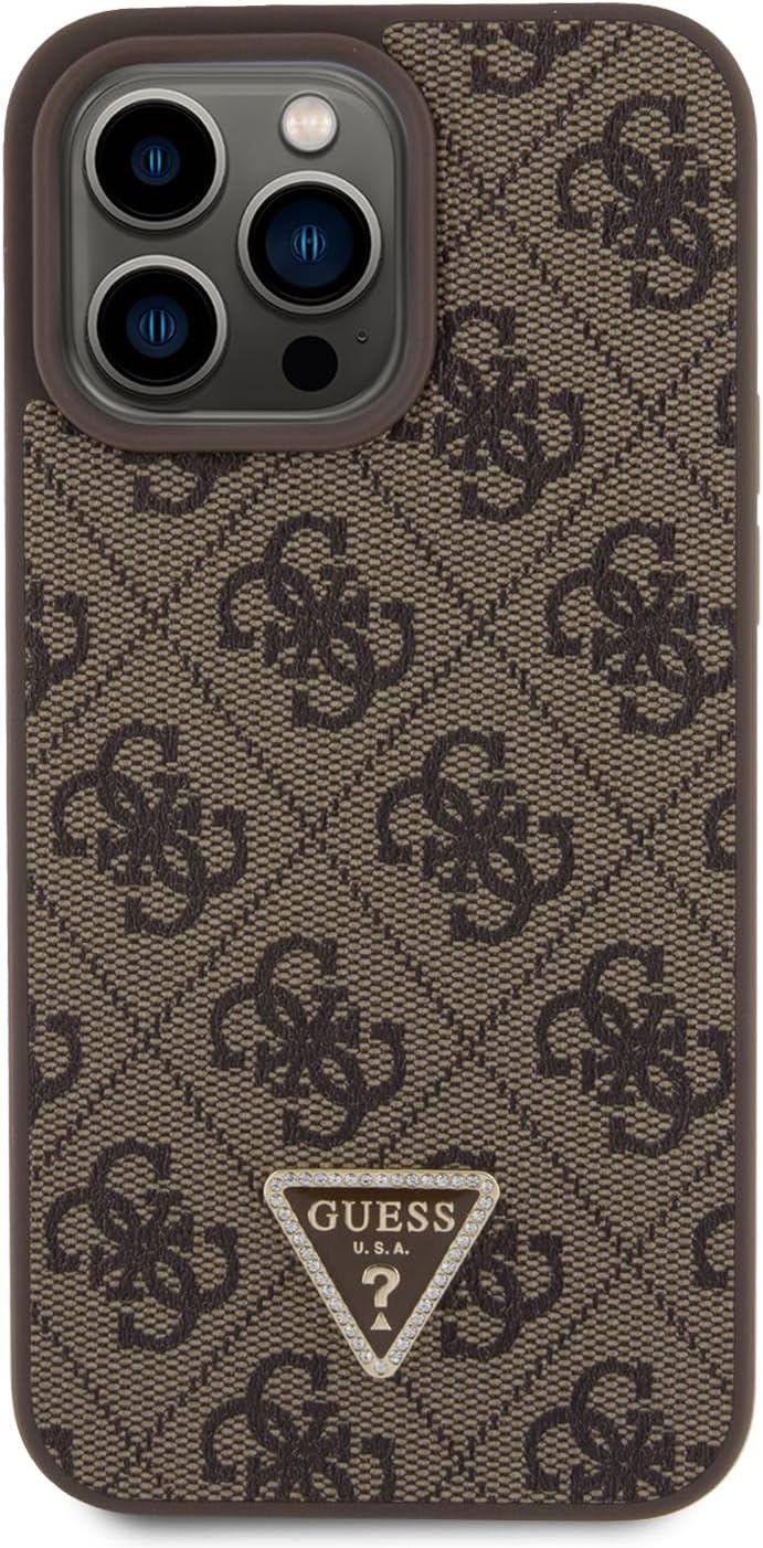 Guess iPhone 15 Pro Max - Crossbody 4G Metal Logo Θήκη με Επένδυση Συνθετικού Δέρματος και Λουράκι - Brown - GUHCP15XP4TDSCPW