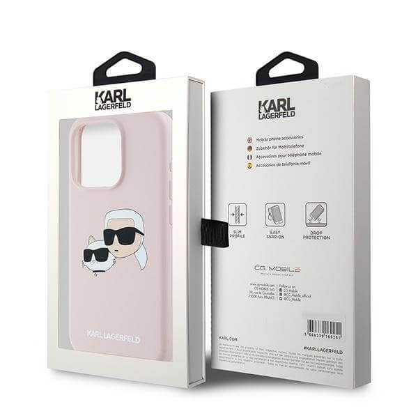 Karl Lagerfeld iPhone 15 Pro Max - Silicone Karl and Choupette - Θήκη Σιλικόνης με MagSafe - Pink - KLHMP15XSKCHPPLP