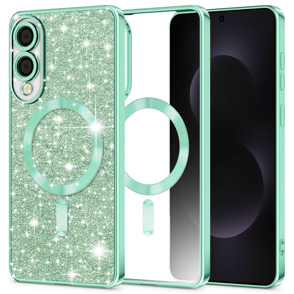 Techsuit Samsung Galaxy S25 Edge - Luxury Glitter MagSafe - Θήκη Σιλικόνης - Light Green