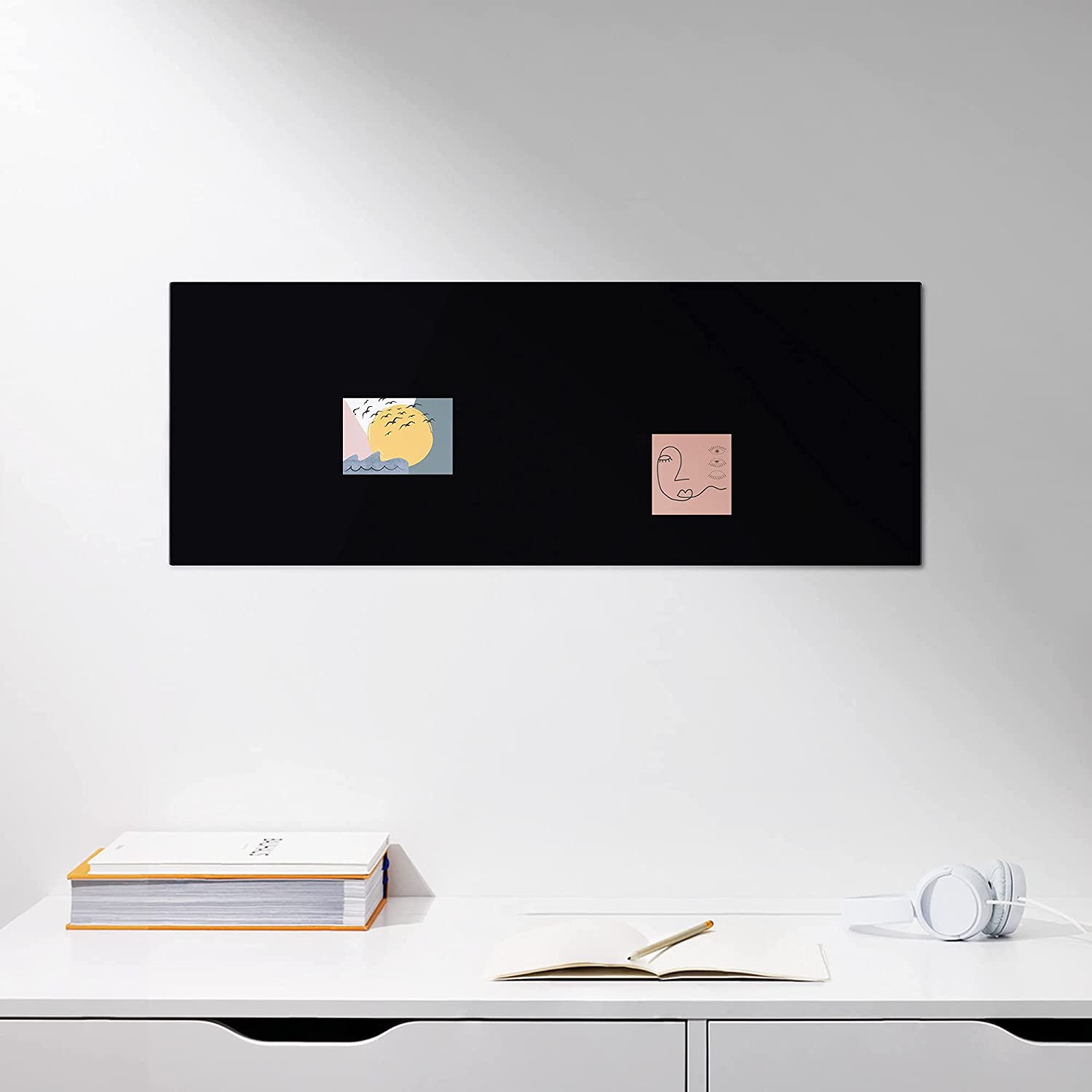 Navaris Μαγνητικός Γυάλινος Πίνακας - 80 x 30cm - Black - 53031.03