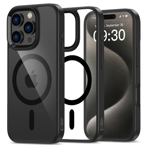 Tech-Protect iPhone 16 Pro MagMat Σκληρή Θήκη με Πλαίσιο Σιλικόνης και MagSafe - Black / Clear - likebrands.gr