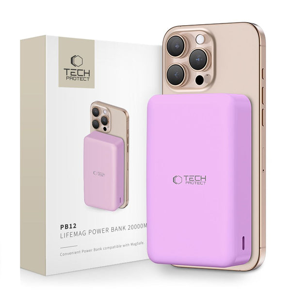 Tech-Protect PB12 Lifemag MagSafe PowerBank Μαγνητικό PowerBank Κινητού 20000 mAh - Lilac - likebrands.gr