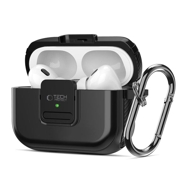 Tech-Protect AirPods Pro 1 / 2 Θήκη από Σκληρό Πλαστικό και Σιλικόνη με MagSafe - Defender Hook - Black - likebrands.gr