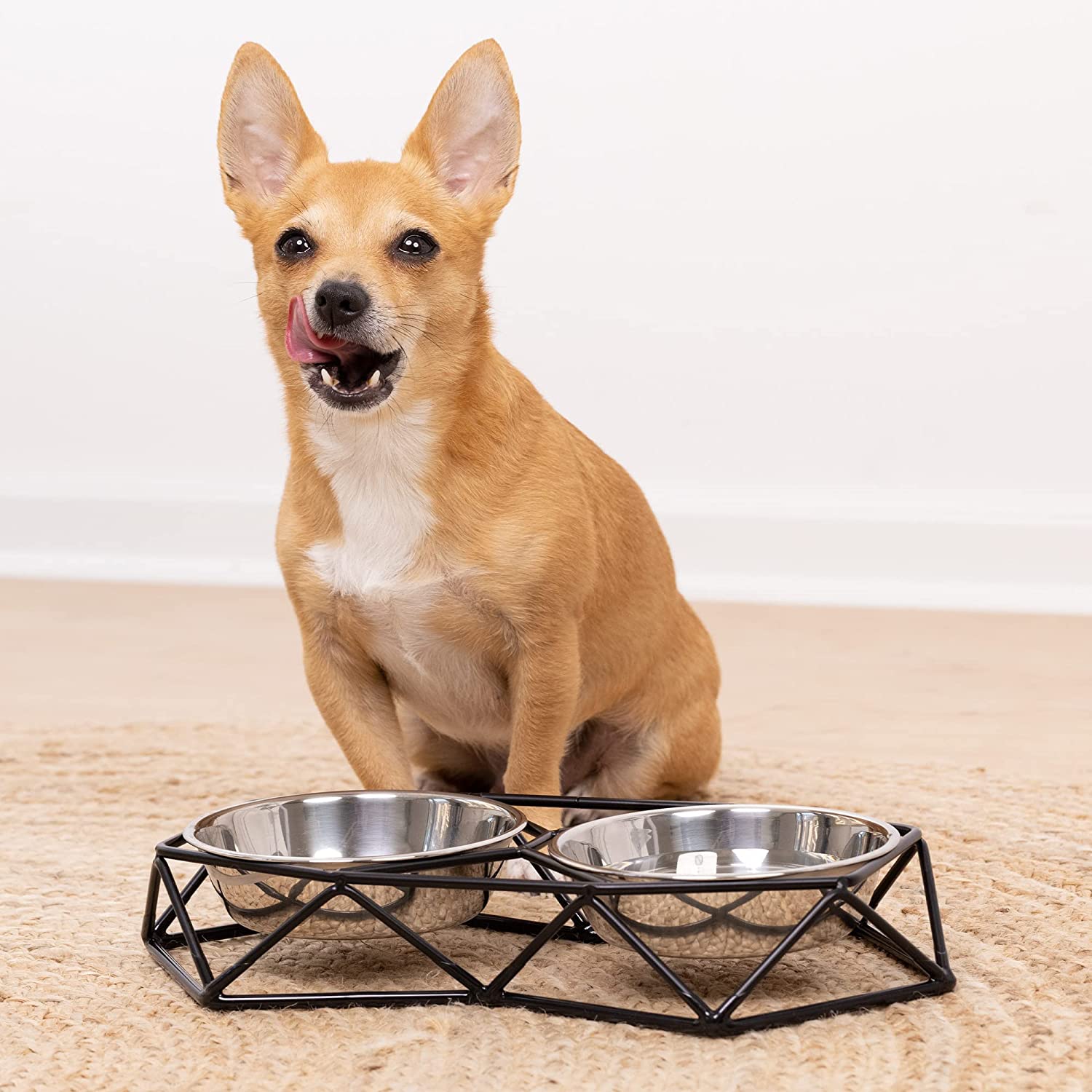 Navaris Pet Bowl - Σετ με 2 Μπολ Φαγητού και Νερού με Μεταλλική Βάση για Κατοικίδια - 54103.01