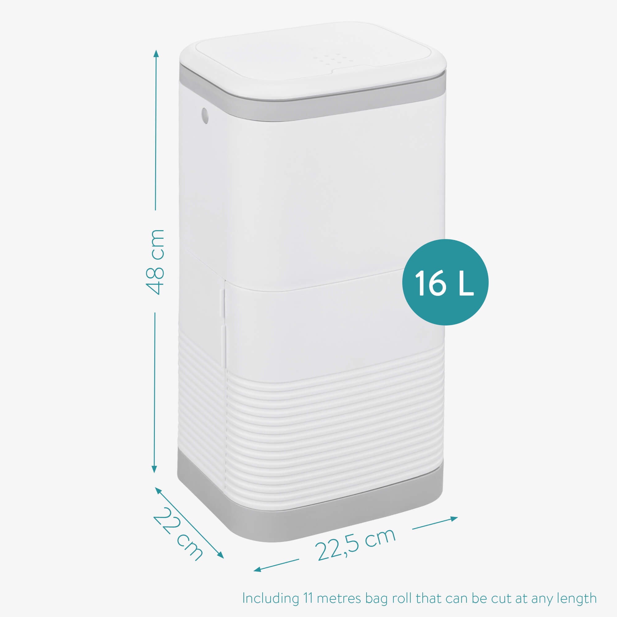 Navaris Κάδος Απόρριψης Πανών Μωρού - 16L - White / Grey - 55637.01