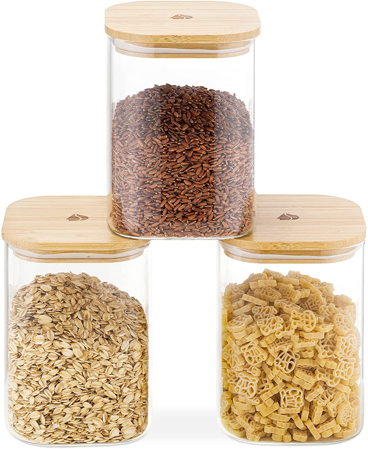 Navaris Glass Storage Jars Set Σετ 3 Γυάλινα Βάζα Αποθήκευσης - 1L - Διάφανα - 54601.01.03